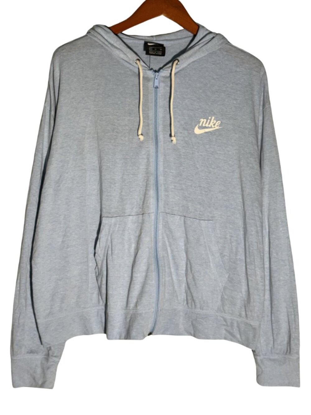 Nike Sportswear Blue Full Zip Hoodie Logo Lightweight Drawstring Jacket XL